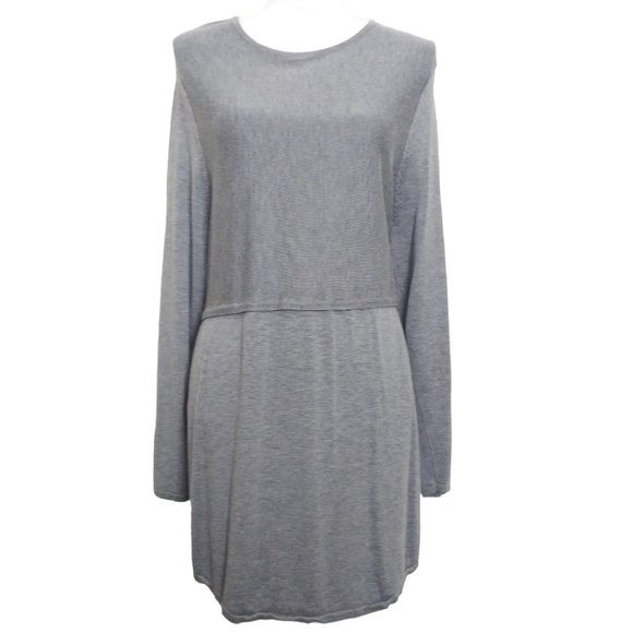 J Jill Grace Tunic Sweater Size XL Gray Wool Blend Side Slits - Picture 2 of 6